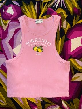 Dolce Vita Pink Sorrento Ribbed Crop Tank